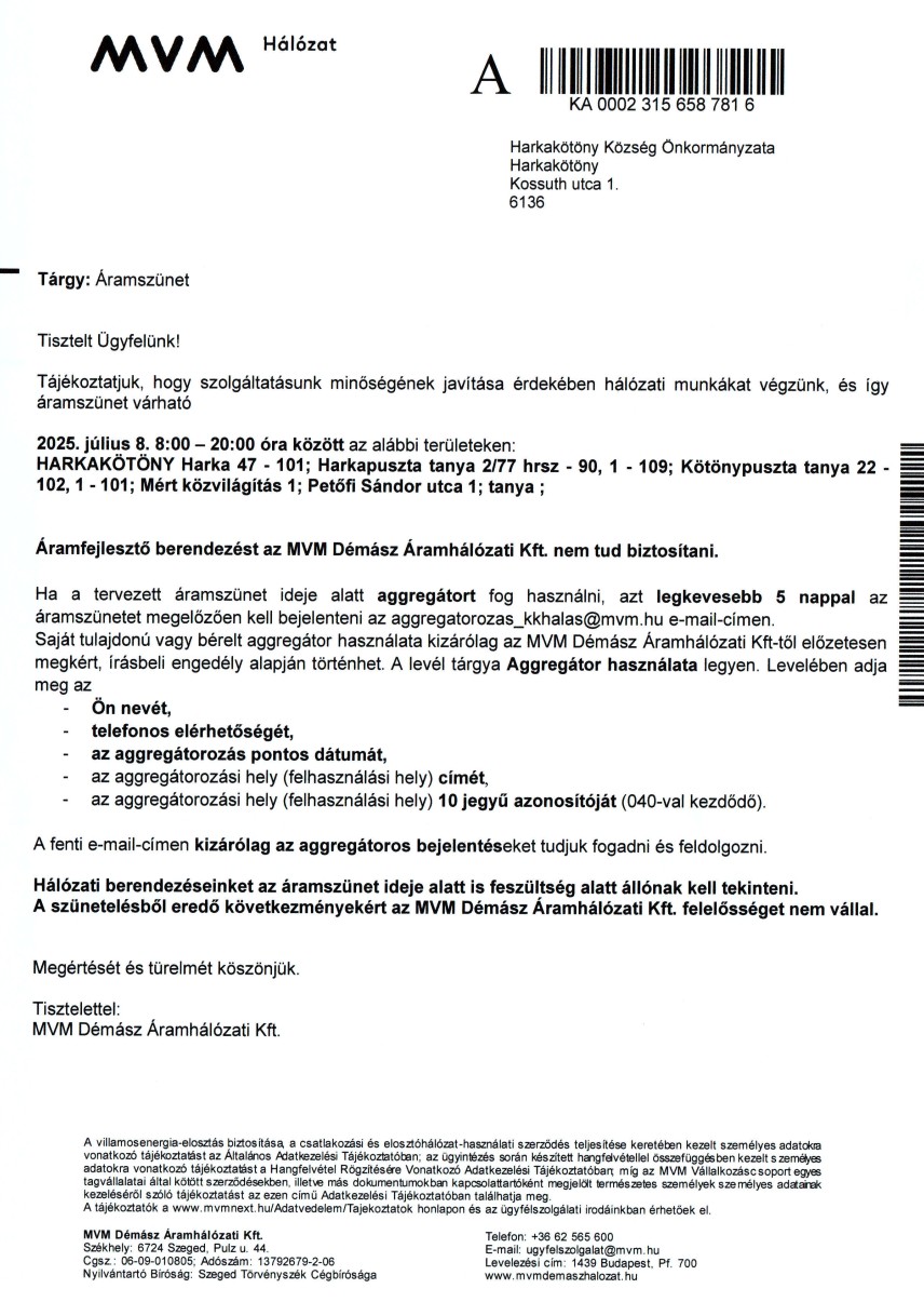 posta aramszunet